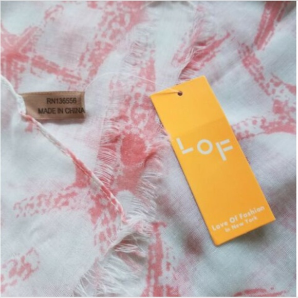 Coral On White Starfish Wrap Shawl Scarf Coverup - Picture 5 of 7